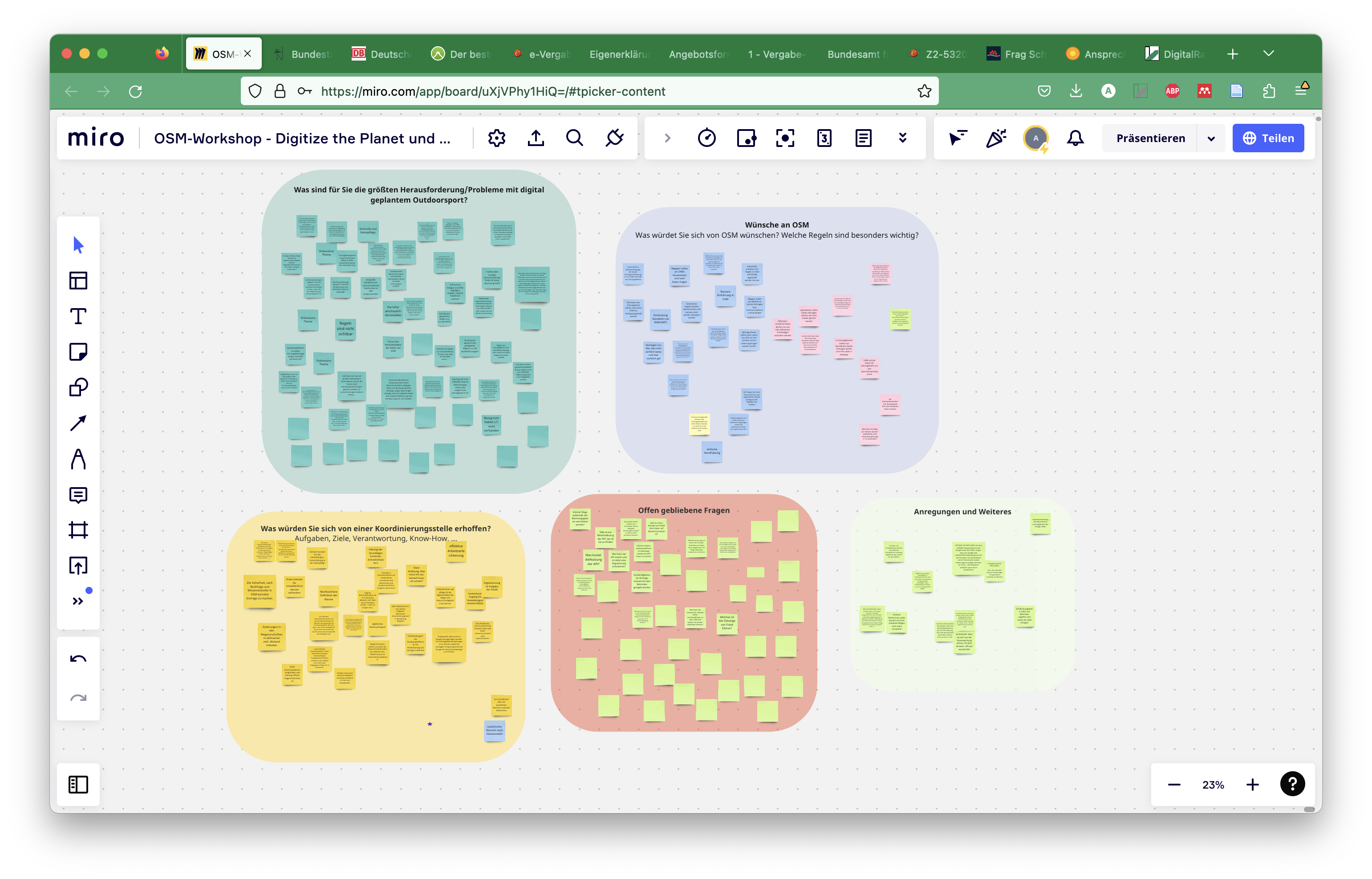MiroBoard mit vielen Postits
